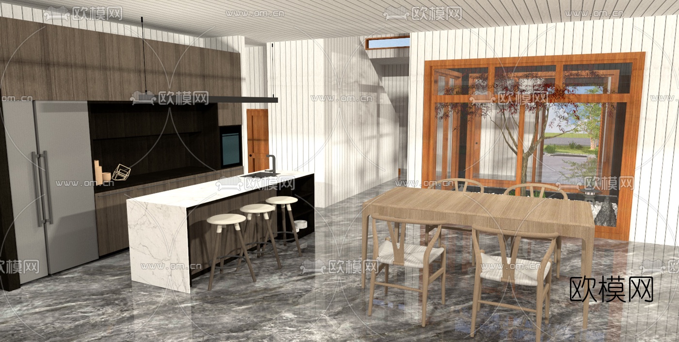 日式民宿庭院景观su模型下载（渲染图5）