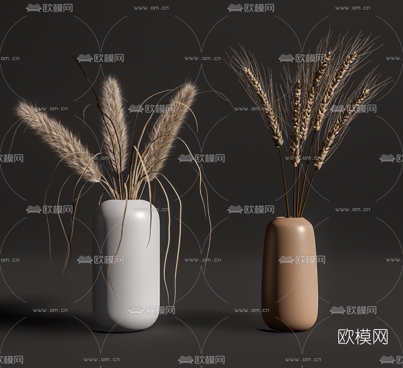 现代麦穗花艺花瓶su模型