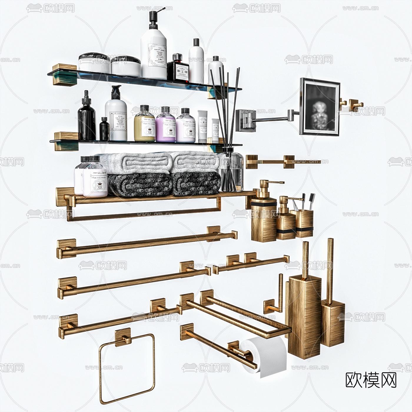 现代毛巾架洗浴用品3d模型