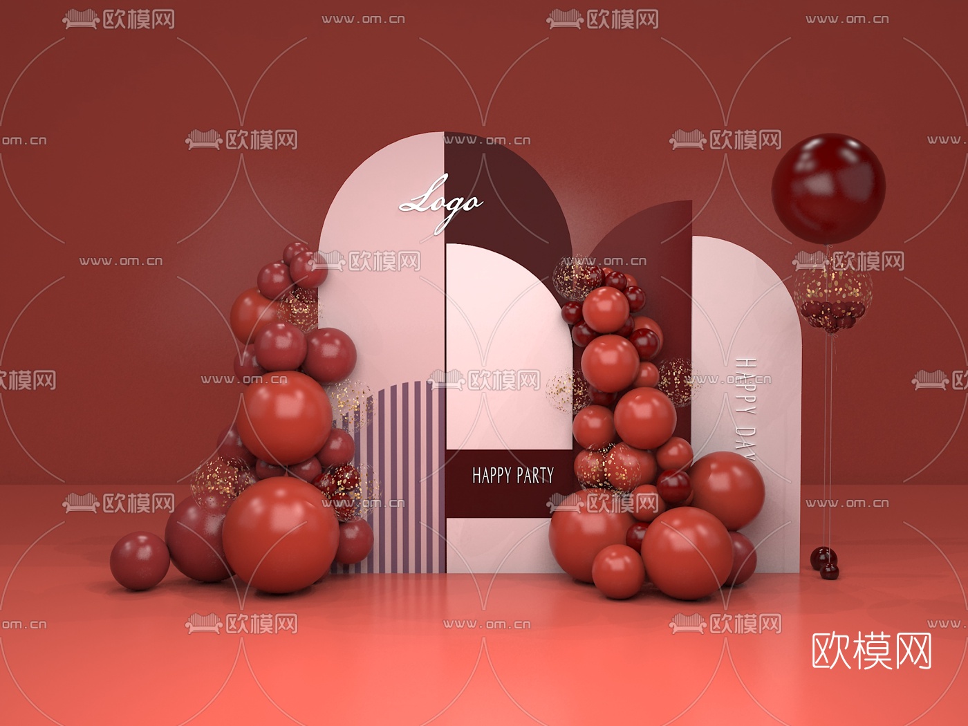 现代气球婚庆摄影美陈3d模型