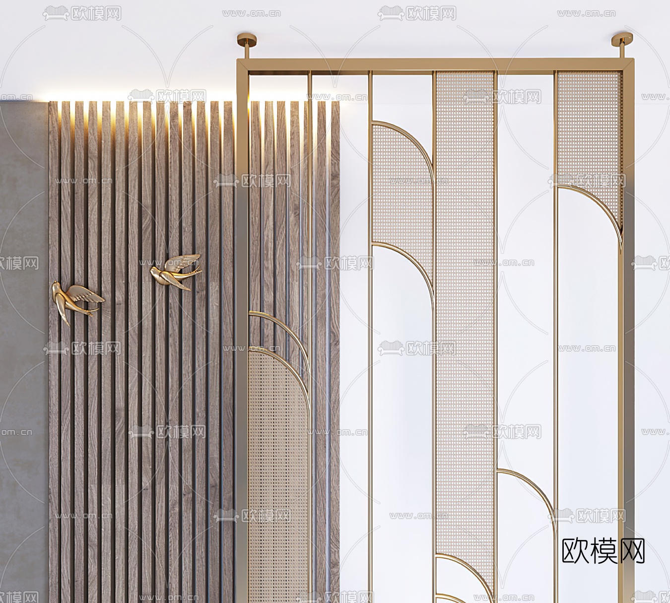 现代金属屏风隔断3d模型下载（渲染图2）