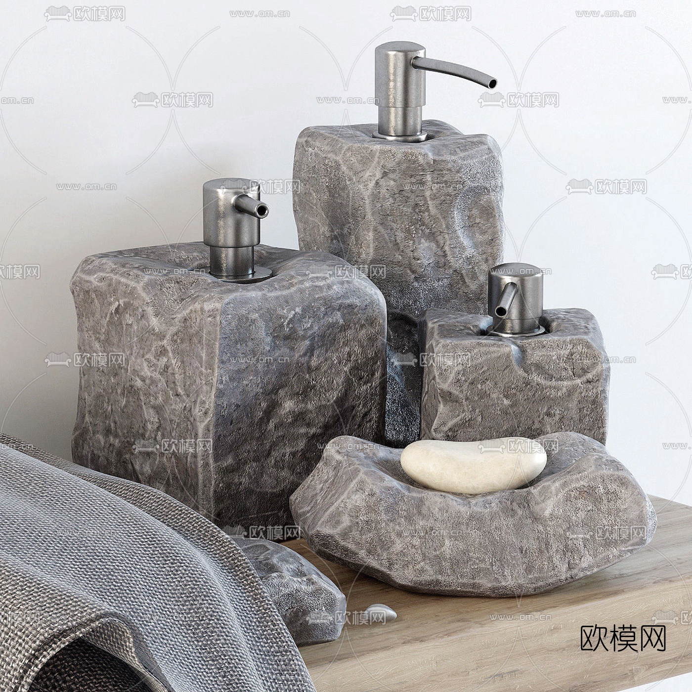 自然风石头洗漱用品洗涤剂3d模型