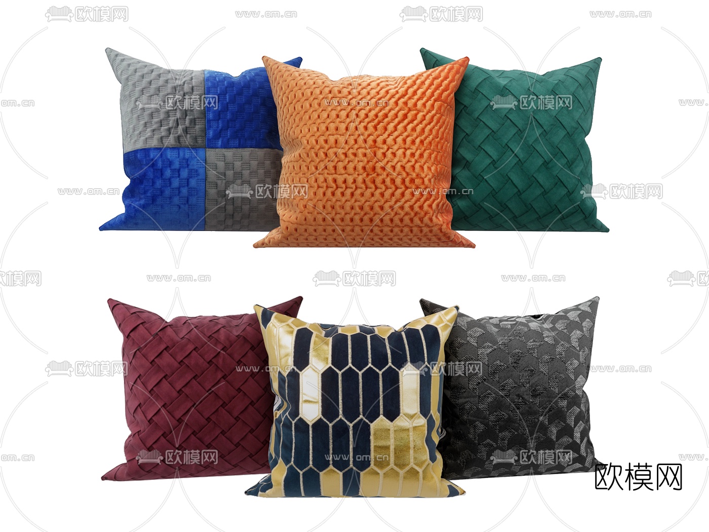 现代布艺抱枕3d模型下载