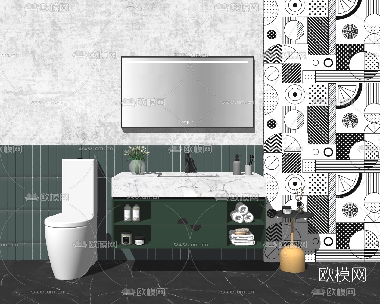 北欧洗手台便器su模型下载