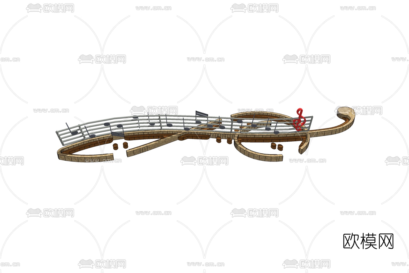 现代弧形户外座椅su模型下载