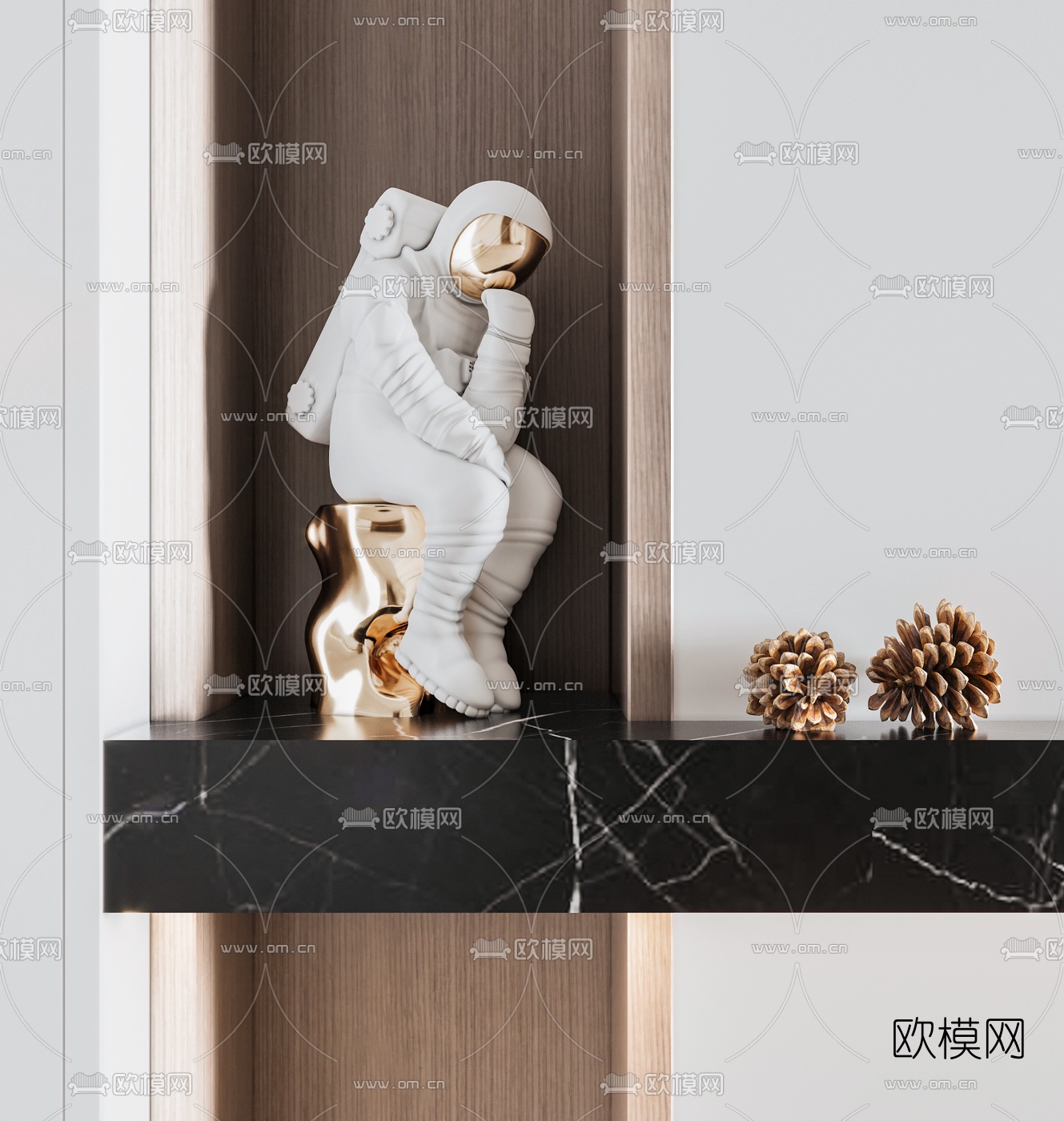 现代宇航员雕塑摆件3d模型