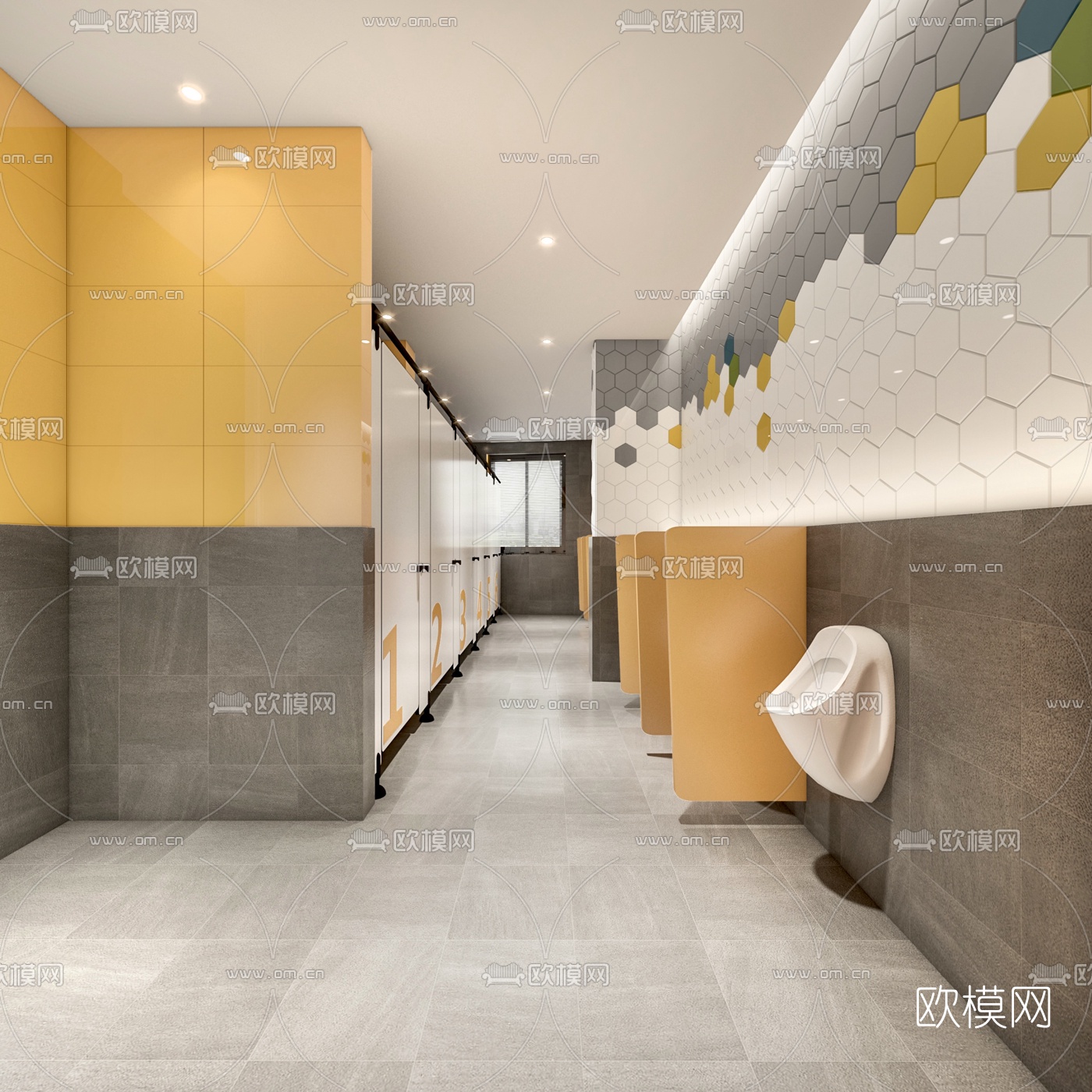 现代公共卫生间3d模型下载（渲染图1）