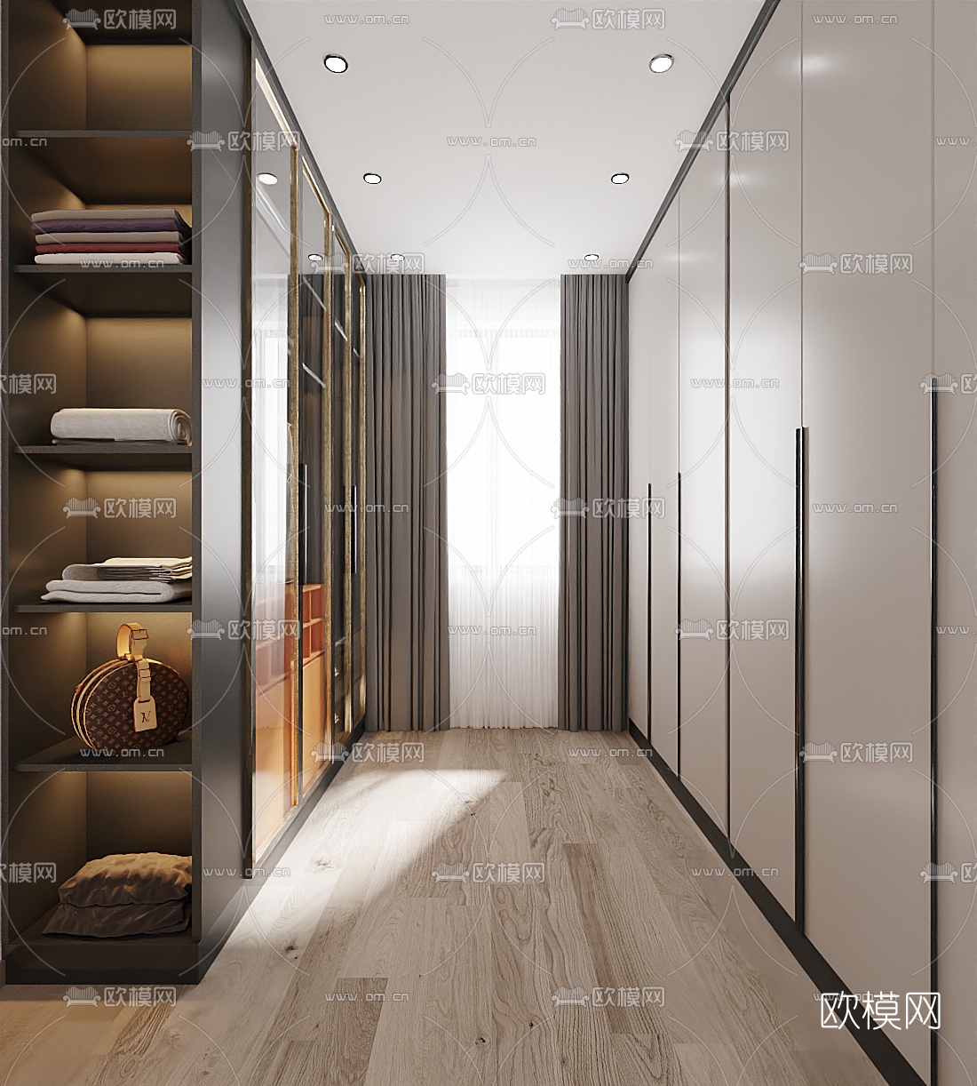 现代衣帽间免费3d模型下载