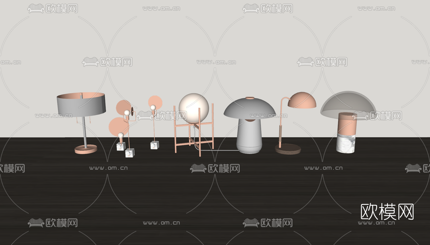 北欧金属台灯su模型下载（渲染图2）