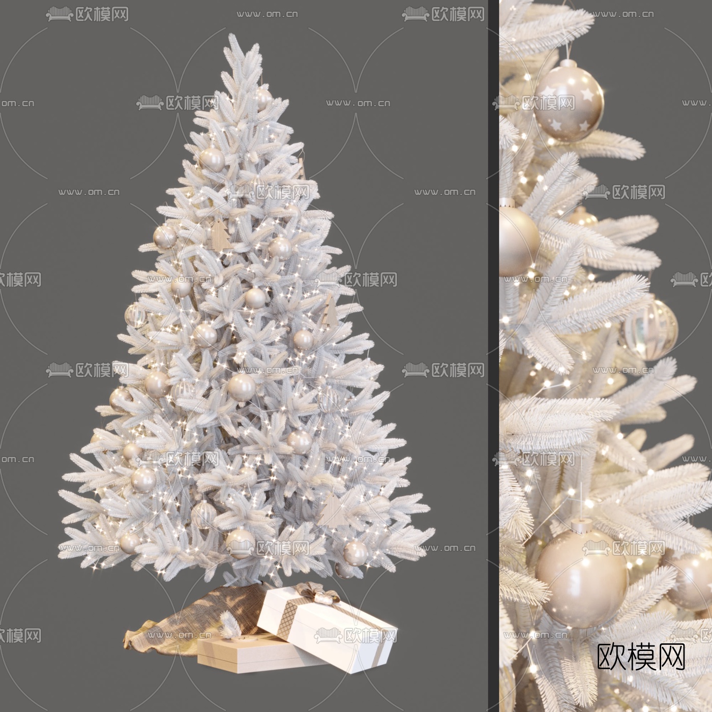 现代圣诞树礼盒美陈3d模型下载