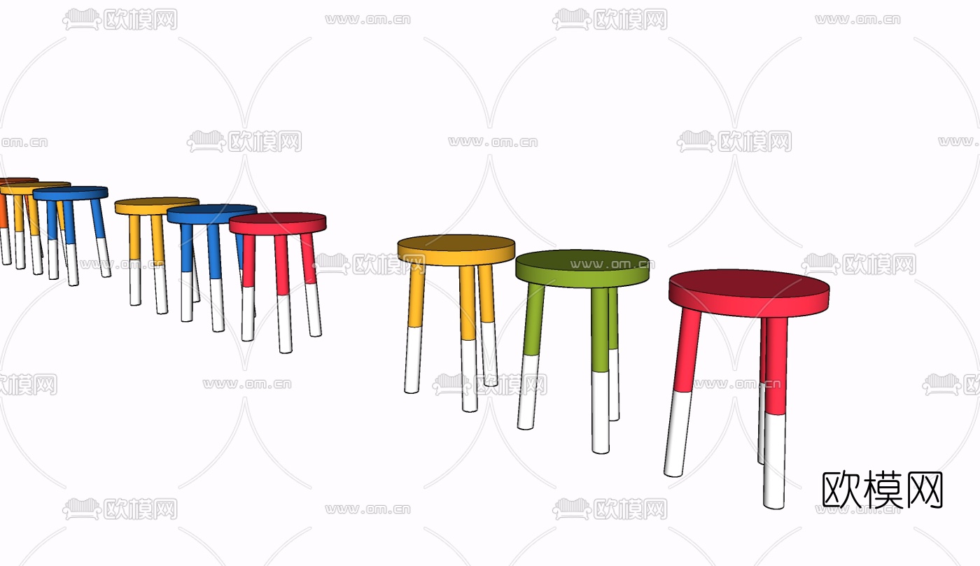 现代实木儿童凳子免费su模型下载