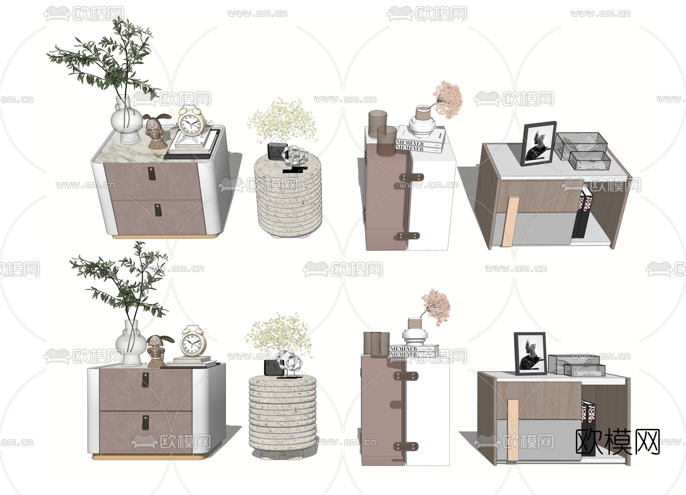 现代床头柜su模型下载
