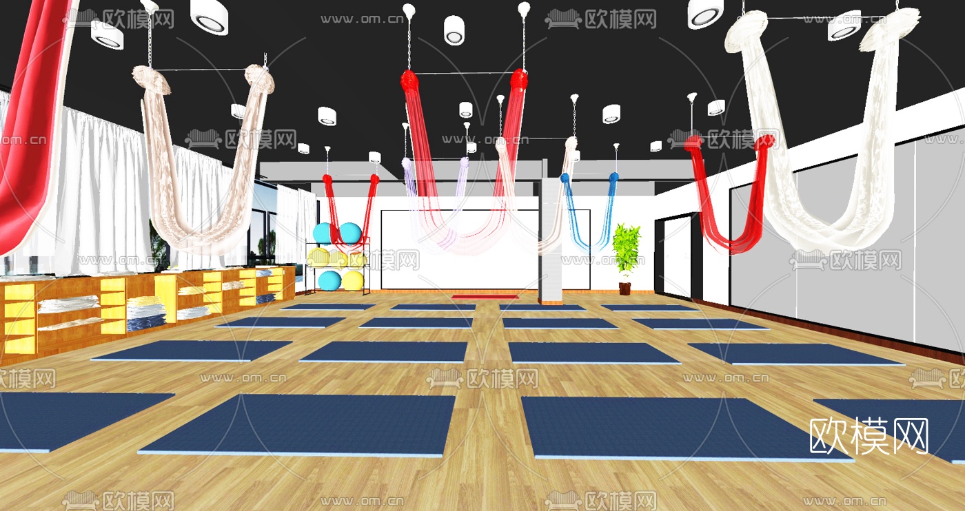 现代瑜伽馆su模型下载
