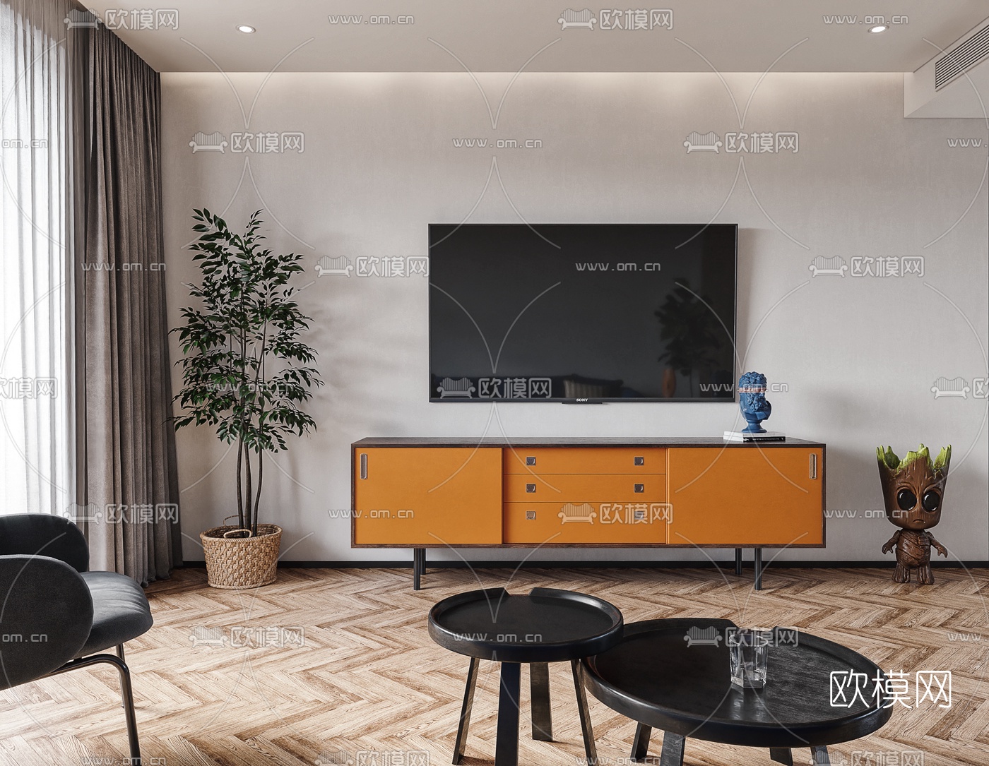 北欧简约客厅3d模型