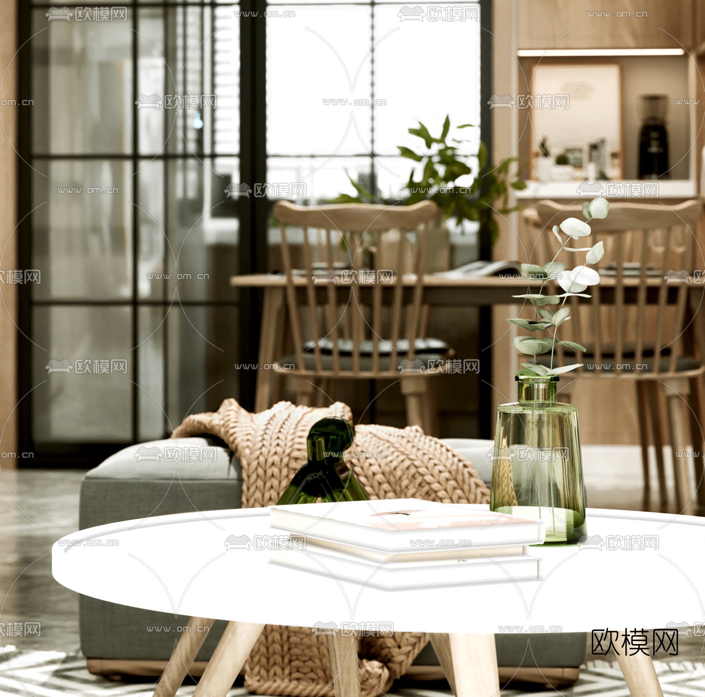 北欧简约客厅餐厅3d模型