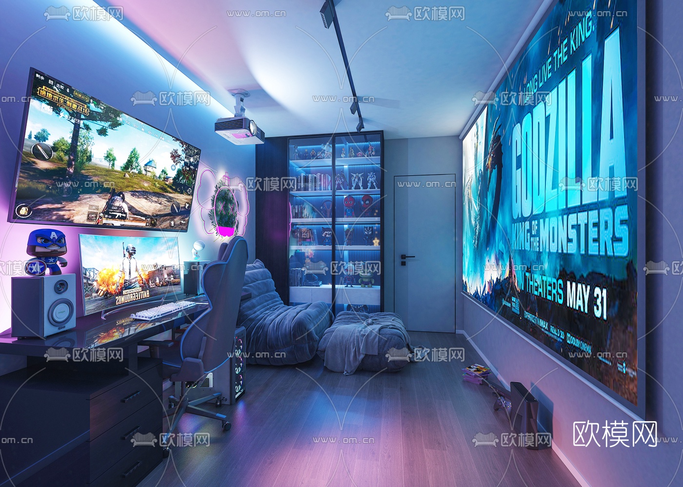 现代娱乐室游戏室3d模型-免费3dmax模型库-欧模网