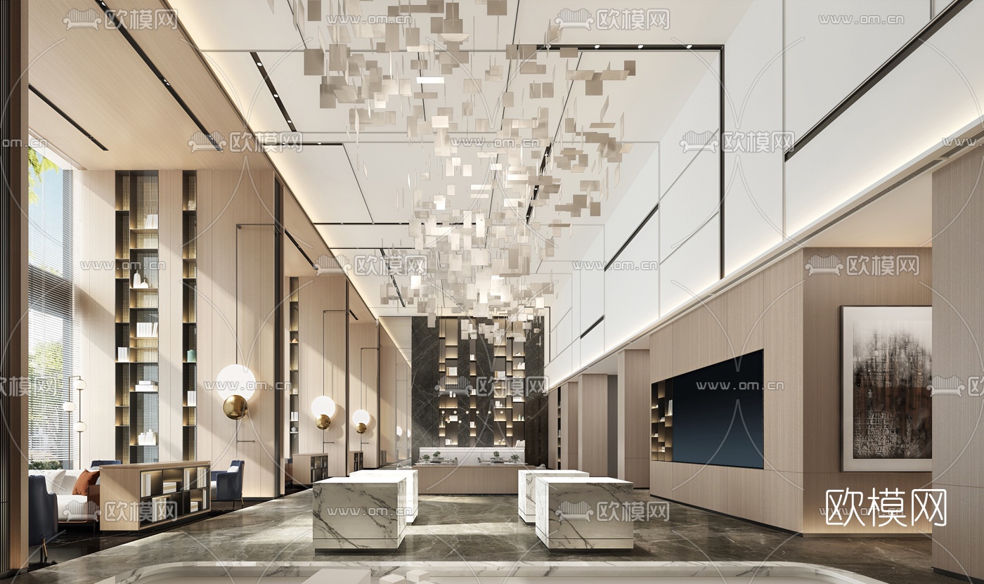现代售楼处洽谈区3d模型下载