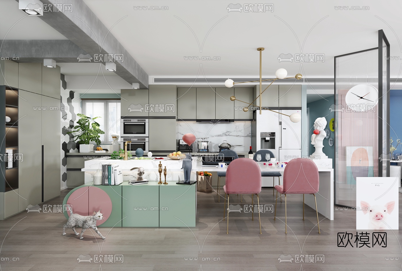 北欧厨房餐厅3d模型