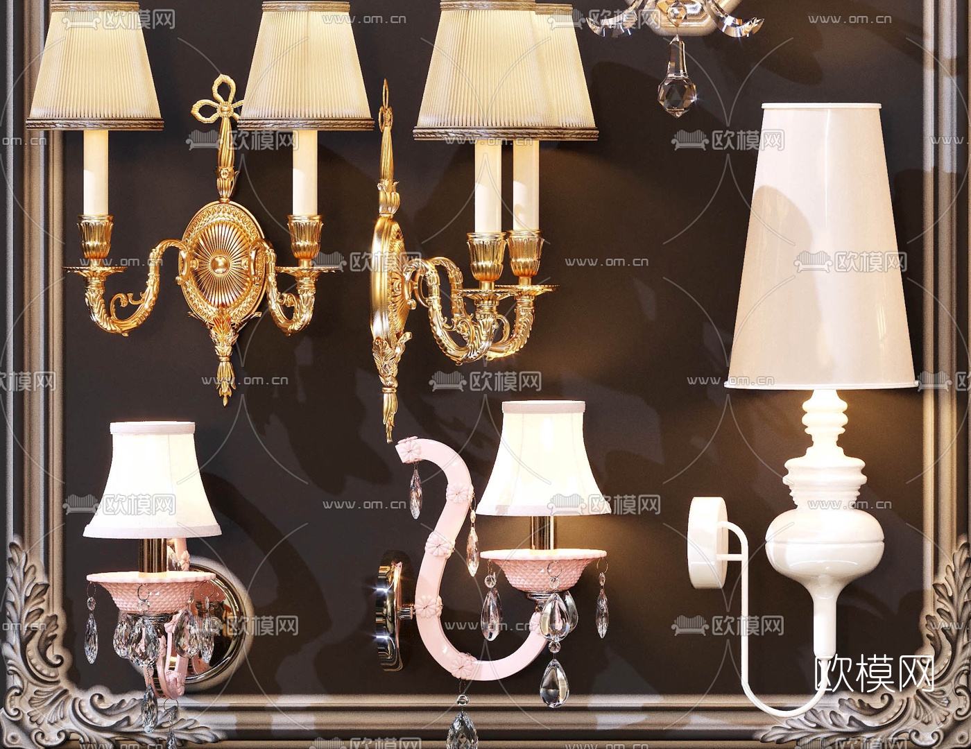 欧式古典轻奢壁灯3d模型下载（渲染图5）