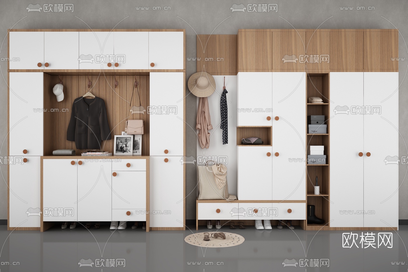 北欧入户玄关鞋柜3d模型下载