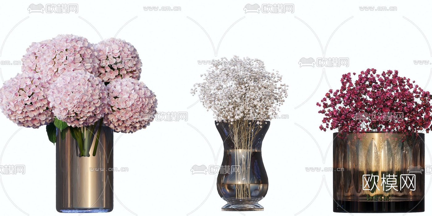 现代花瓶花卉插花3d模型
