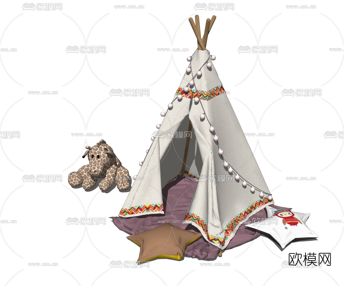 现代儿童帐篷床su模型下载