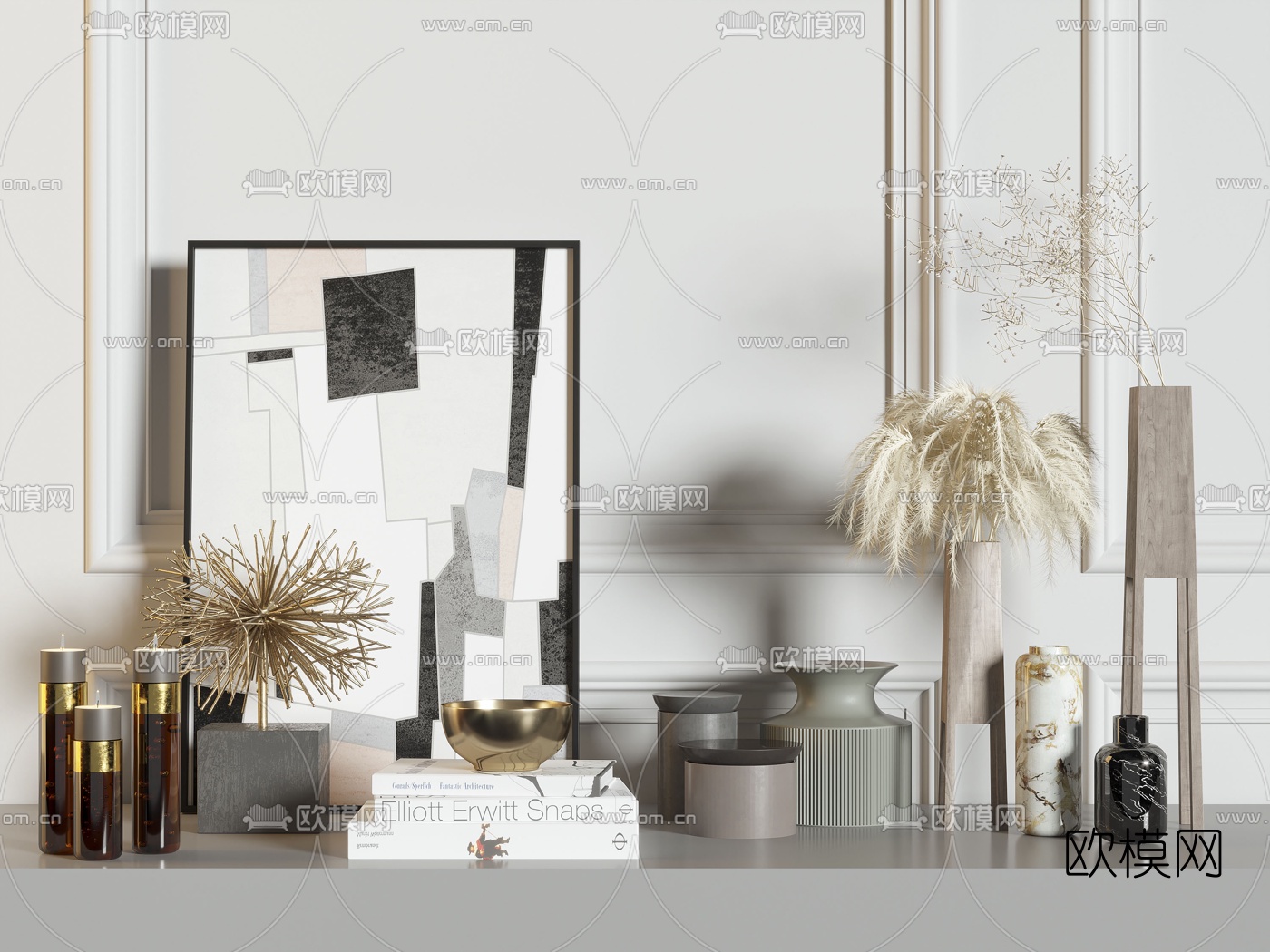 简欧芦苇干花装饰摆件3d模型下载