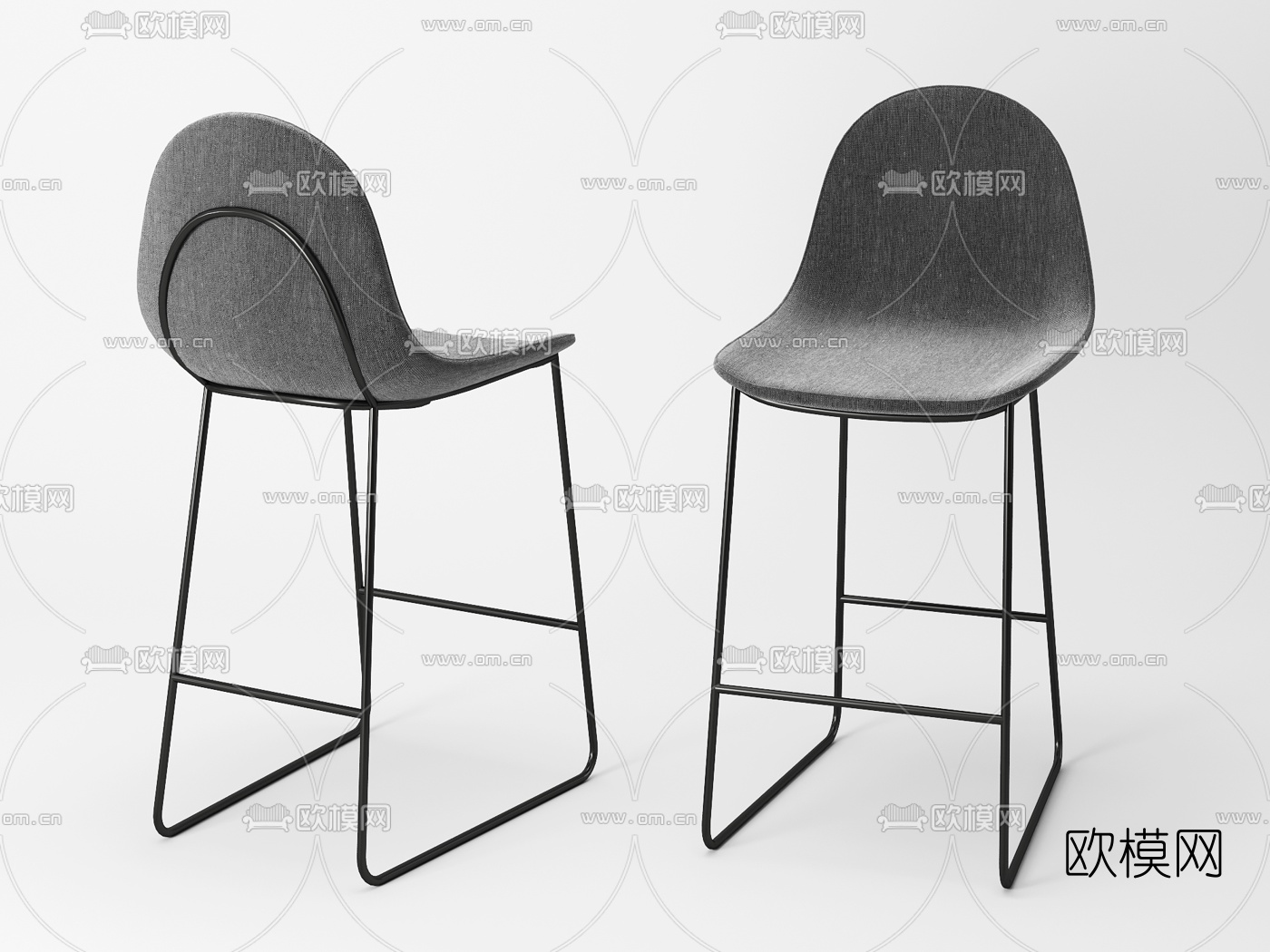 现代布艺吧台椅3d模型下载