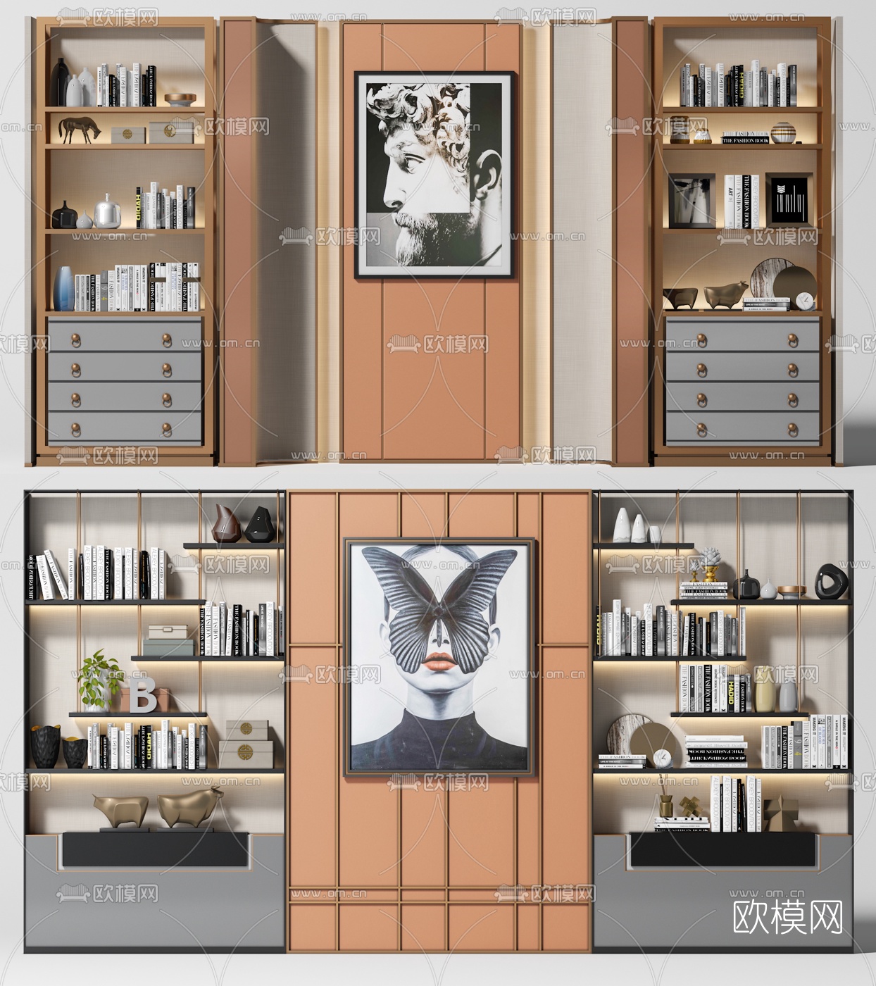 现代轻奢装饰柜3d模型下载