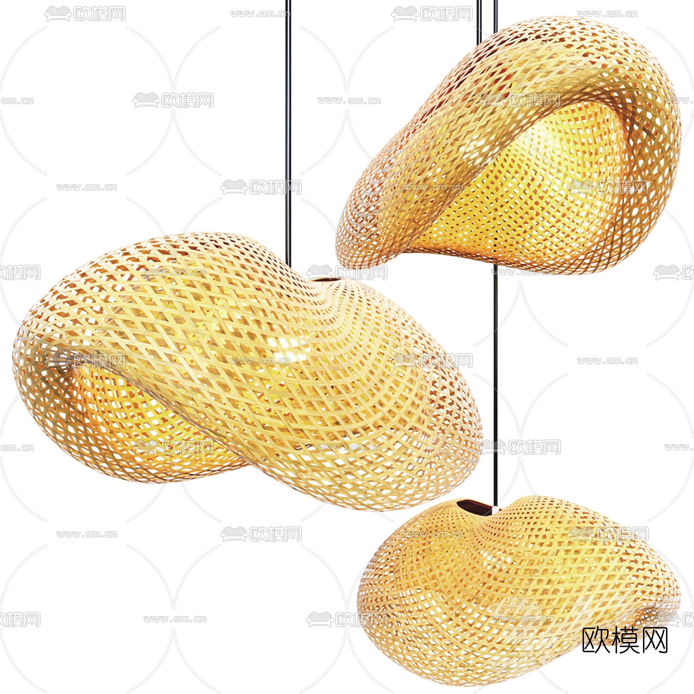 自然风竹编吊灯3d模型
