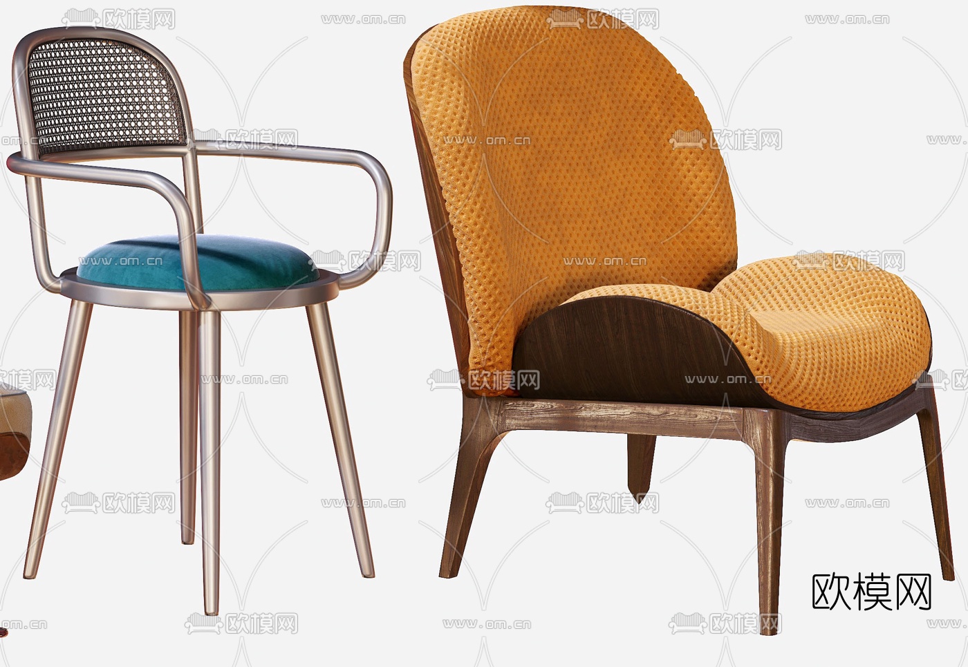 现代布艺休闲椅3d模型下载（渲染图5）
