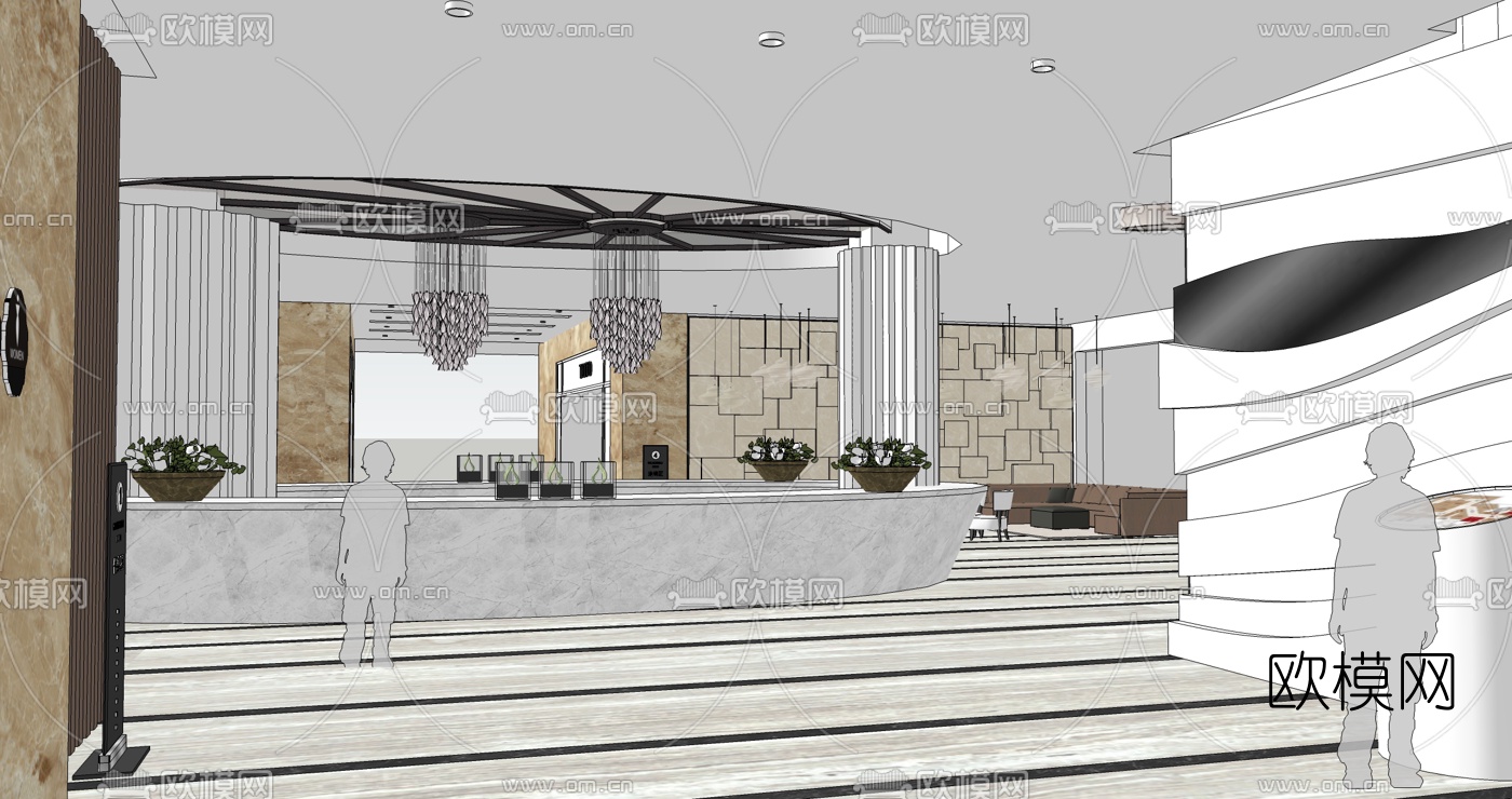 现代家具展厅su模型下载（渲染图3）