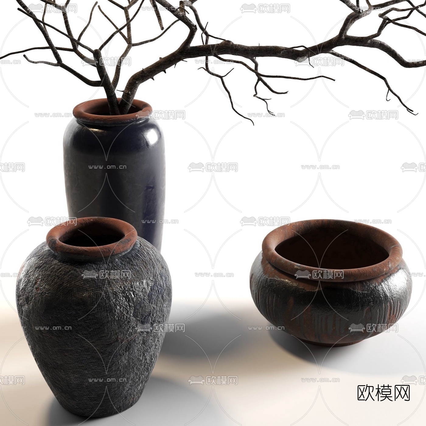 中式陶瓷花瓶3d模型