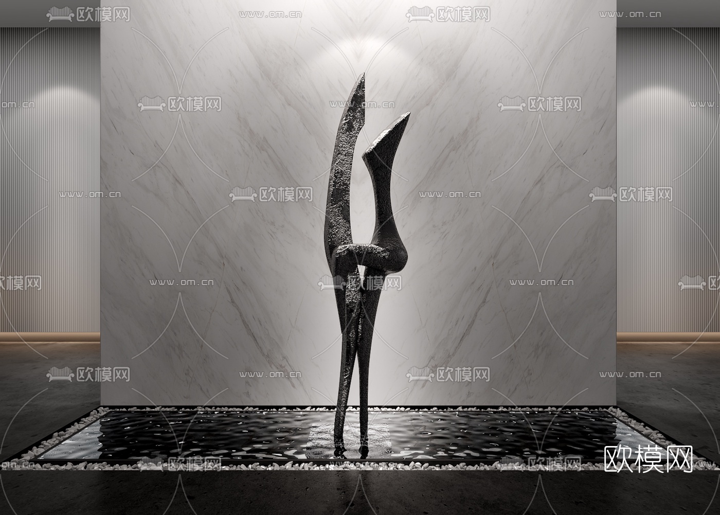 现代人物抽象雕塑3d模型下载