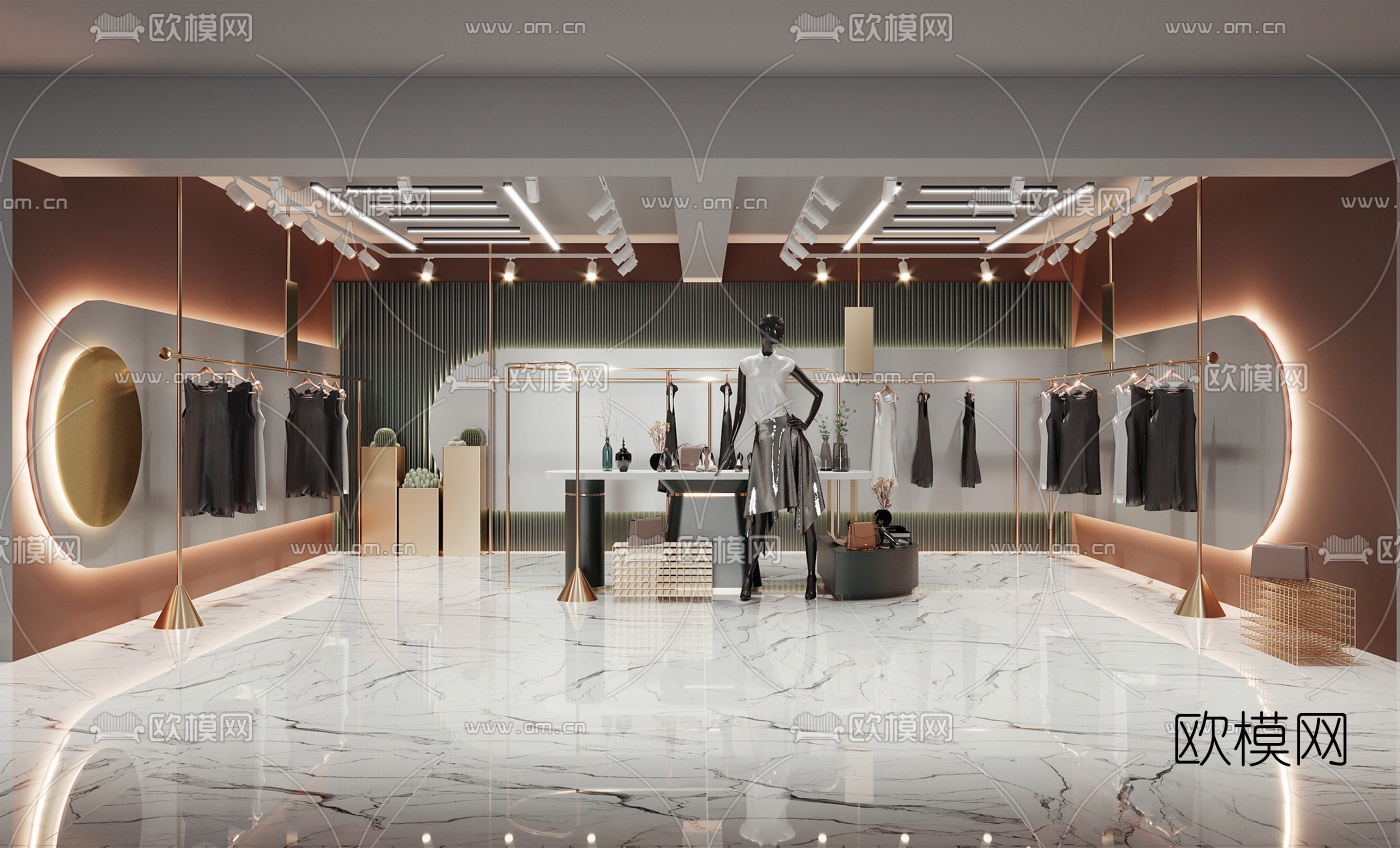 现代女装服装店直播间3d模型