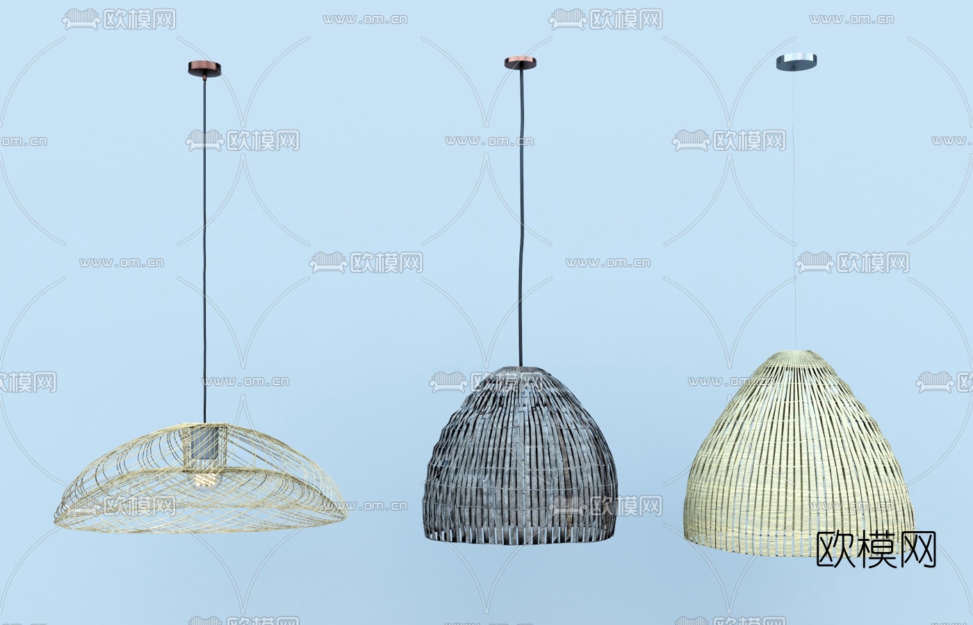 自然风竹编吊灯su模型下载（渲染图1）
