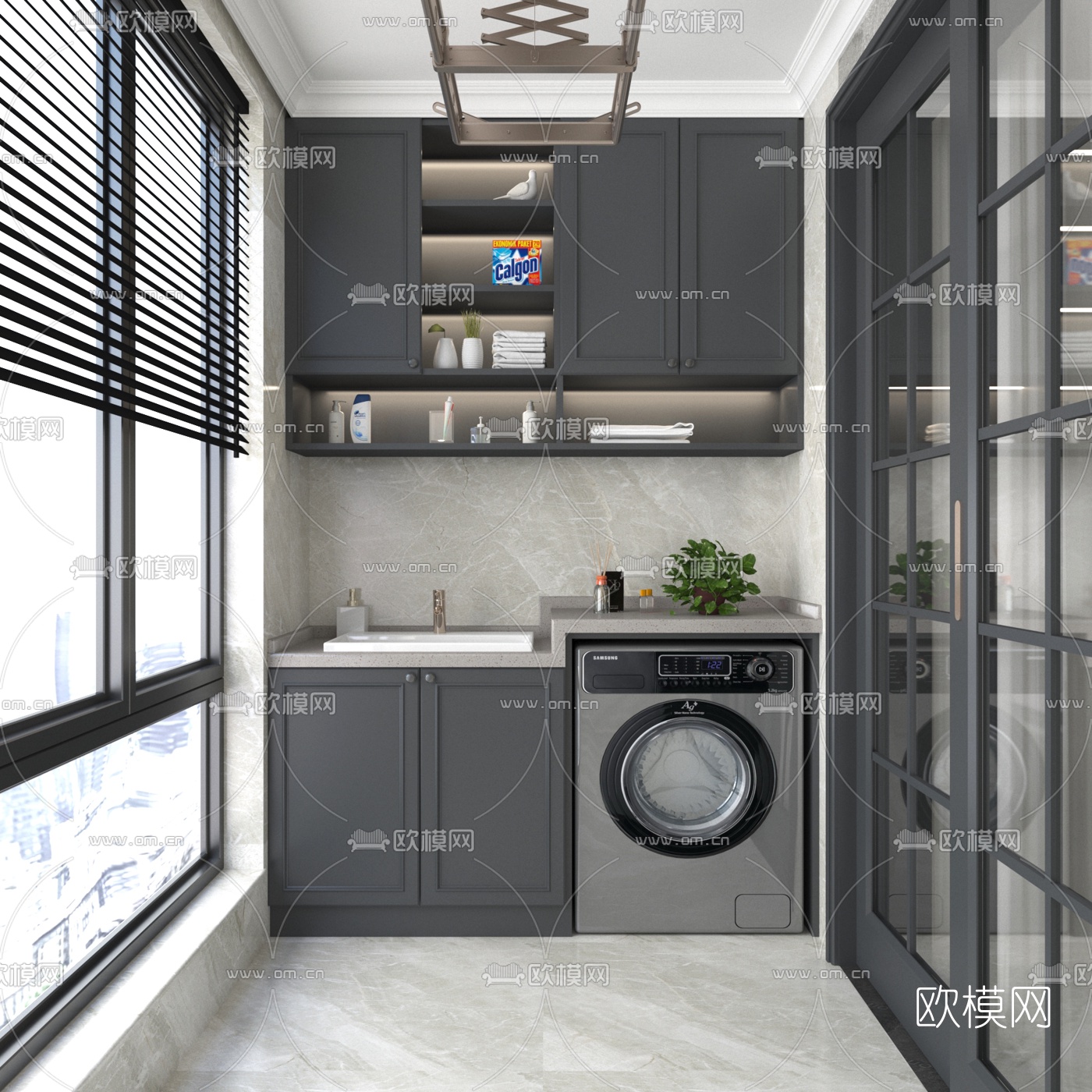 美式阳台洗衣房3d模型下载