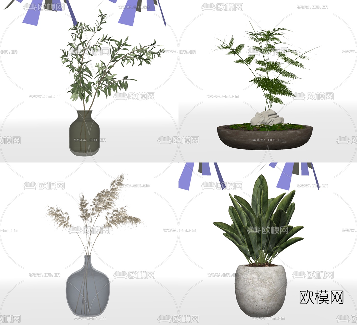 现代花瓶花卉su模型