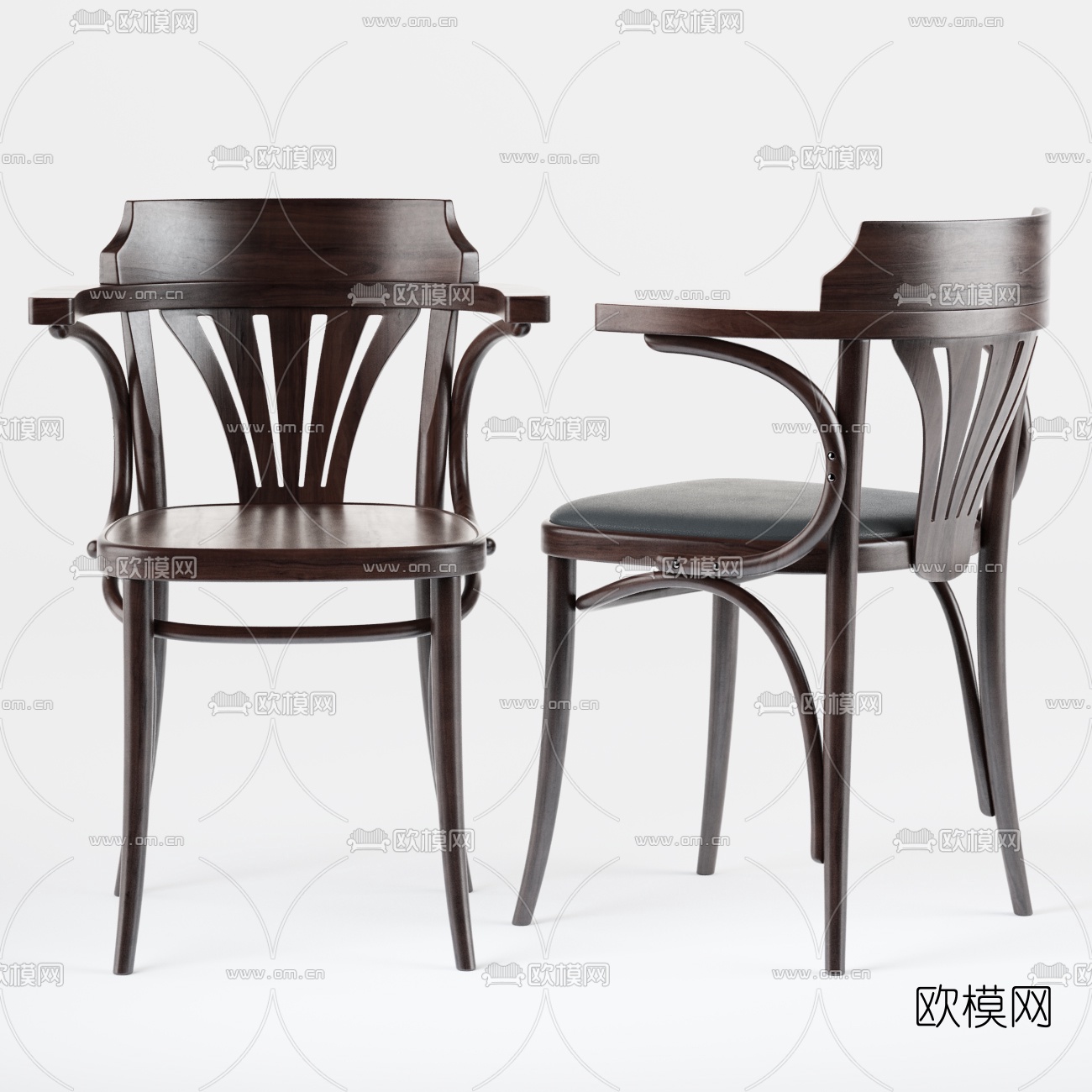 美式扶手单椅餐椅3d模型