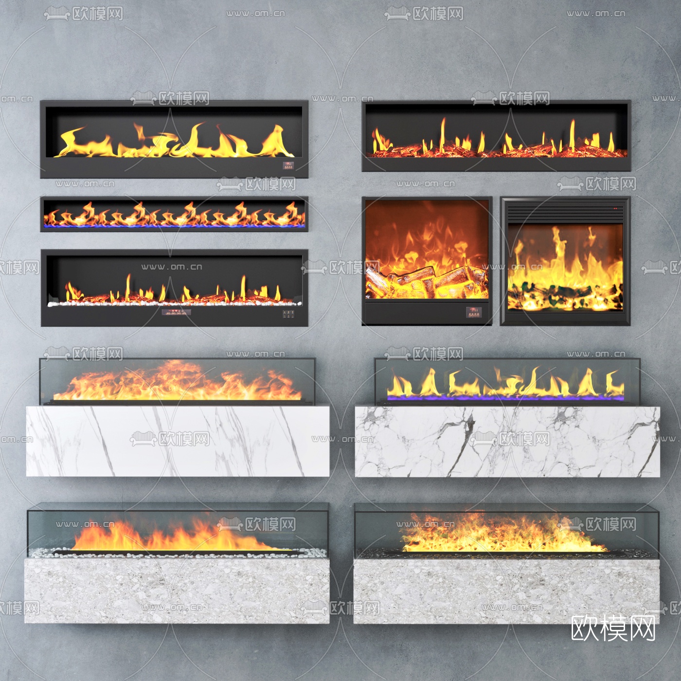 现代壁炉su模型下载（渲染图1）