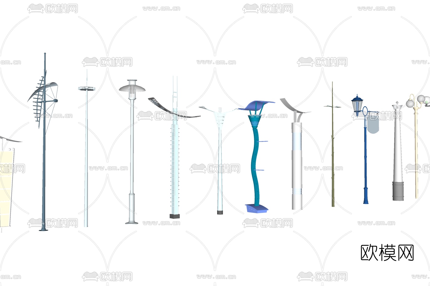 现代路灯su模型下载