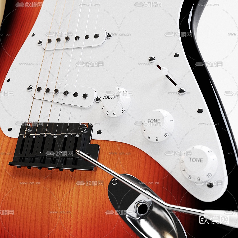 现代电吉他3d模型下载（渲染图2）