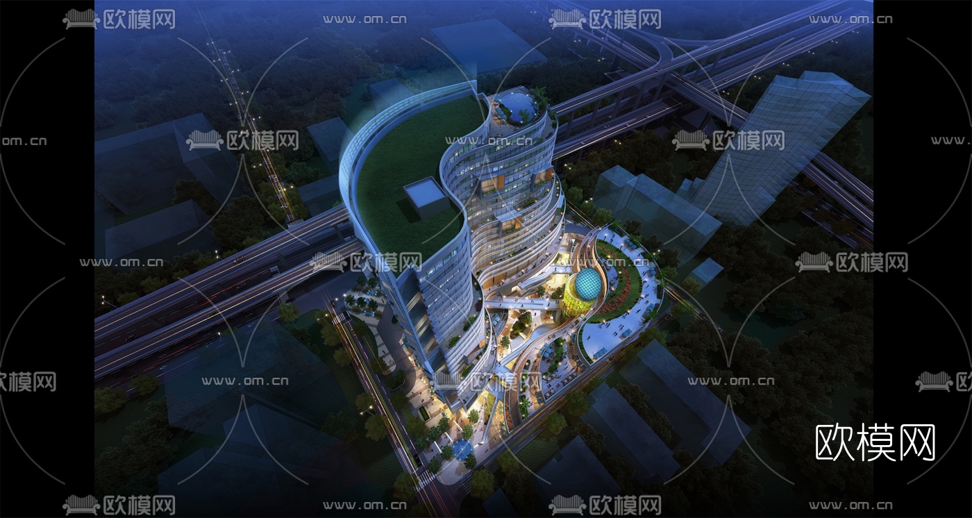 现代商业综合体su模型下载（渲染图6）