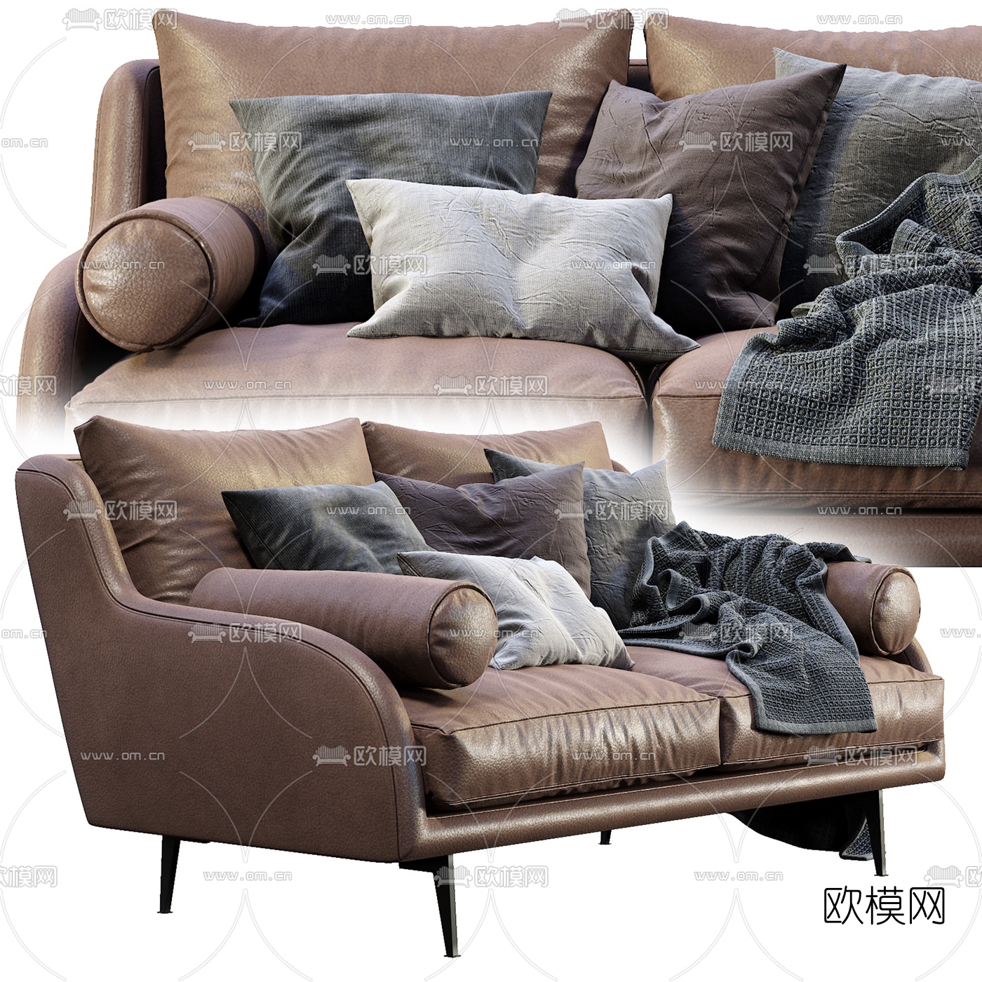 FLEXFORM 皮革双人沙发3d模型下载（渲染图4）