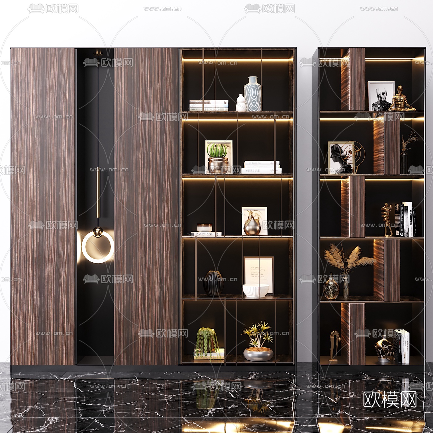 现代书柜装饰柜3d模型下载