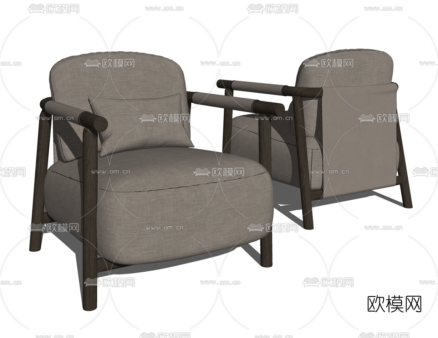 现代单人沙发休闲椅su模型下载（渲染图2）