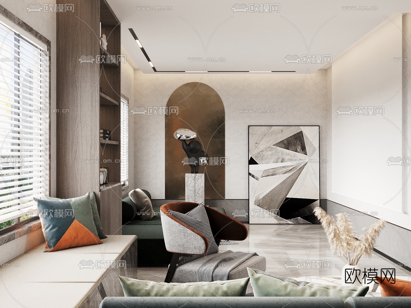 北欧简约客厅3d模型下载
