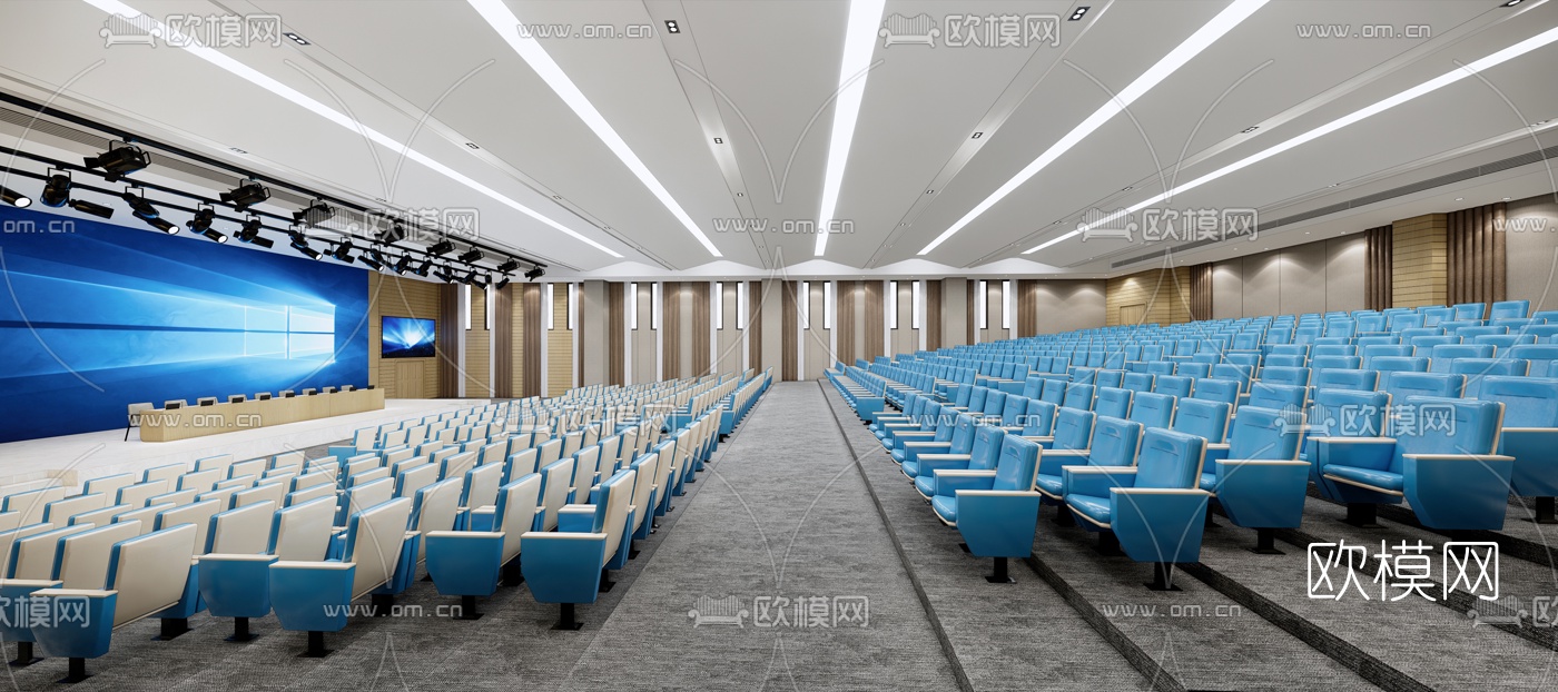 现代多媒体报告厅会议室su模型下载（渲染图3）