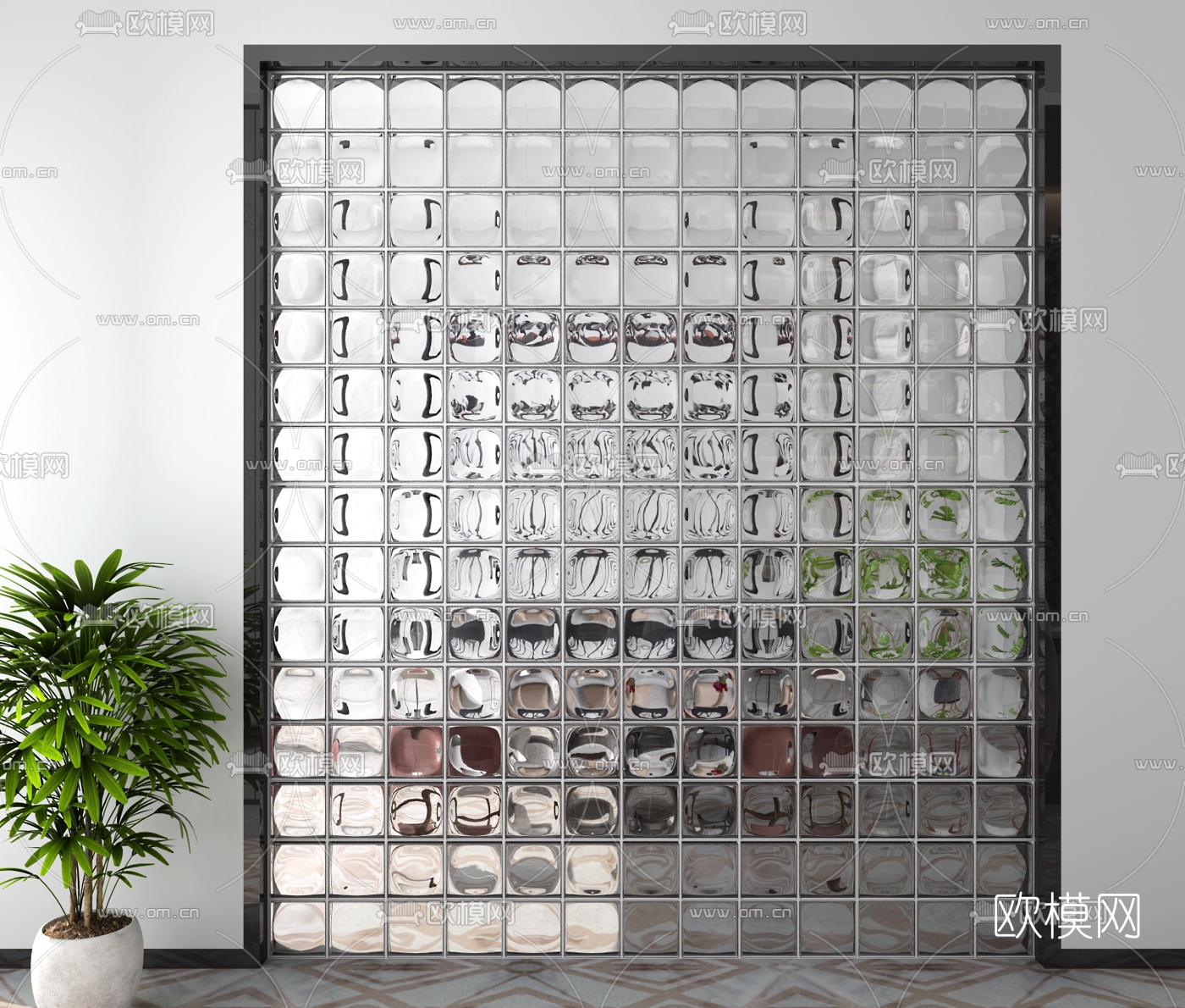 现代玻璃屏风隔断3d模型下载（渲染图2）