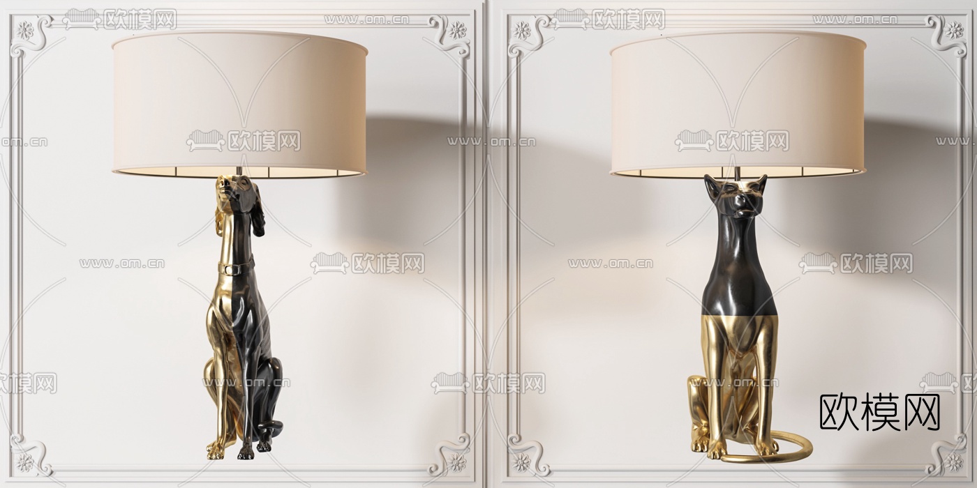 后现代翡翠海螺台灯3d模型下载（渲染图2）